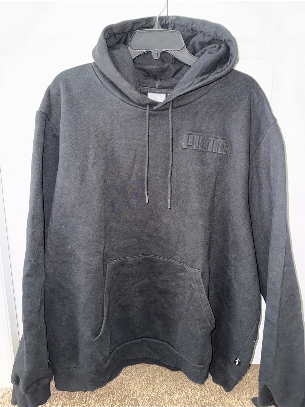 Puma Black Men's Pullover Hoodie with Embossed Logo